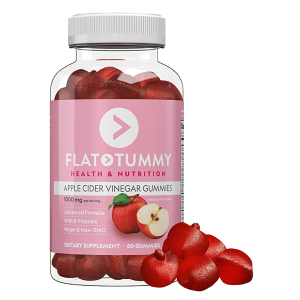 Flat Tummy Apple Cider Vinegar Gummies, 60 Count – Boost Energy, Detox & Support Gut Health – Vegan, Non-GMO – ACV Gummies with Mother – Made with Apples, Beetroot, Vitamin B9, Vitamin B12, Superfoods