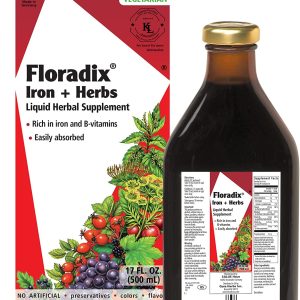 Floradix, Iron & Herbs Vegetarian Liquid Supplement, Energy Support for Women and Men, Easily Absorbed, Non-GMO, Vegetarian, Kosher, Lactose-Free, Unflavored, 17