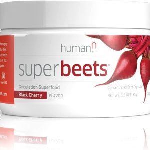 HumanN SuperBeets Black Cherry – Beet Root Powder – Nitric Oxide Boost for Blood Pressure, Circulation & Heart Health Support – Non-GMO Superfood Supplement – Natural Black Cherry Flavor, 30 Servings