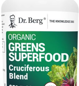 Dr. Berg’s Greens Superfood Cruciferous Vegetable Capsules – Vegetable Supplements for Adults w/ 11 Phytonutrient Super Greens Capsules – Energy, Immune System & Liver Veggie Capsules – 250 Tablets