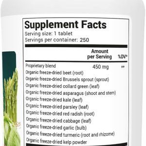 Dr. Berg’s Greens Superfood Cruciferous Vegetable Capsules – Vegetable Supplements for Adults w/ 11 Phytonutrient Super Greens Capsules – Energy, Immune System & Liver Veggie Capsules – 250 Tablets