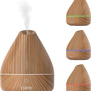 Pure Enrichment PureSpa Natural Essential Oil Diffuser (Natural) – 200ml Water Tank Lasts Up to 10 Hours with Soft Color-Changing Lights and Auto Safety Shut-Off