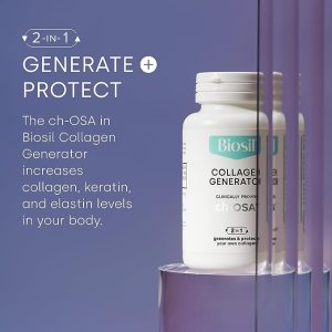 Biosil Collagen Generator – 120 Capsules – with Patented ch-OSA Complex – Generates & Protects Your Own Collagen – GMO Free – 120 Servings