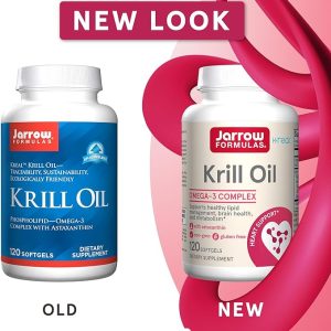 Jarrow Formulas Krill Oil – Phospholipid Omega-3 Complex with Astaxanthin – 120 Softgels – 60 Servings – Supports Lipid Management, Metabolism, Brain & Heart Health – EPA & DHA – Gluten Free – Non-GMO