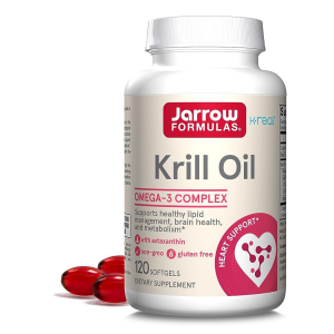 Jarrow Formulas Krill Oil – Phospholipid Omega-3 Complex with Astaxanthin – 120 Softgels – 60 Servings – Supports Lipid Management, Metabolism, Brain & Heart Health – EPA & DHA – Gluten Free – Non-GMO