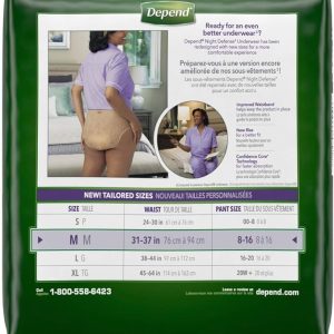 Medium Overnight Depends Women – Night Defense Incontinence Underwear, Purple