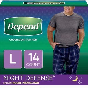 DependsMen Night Defense Underwear, Overnight, Large