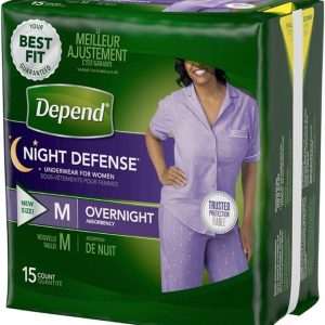 Medium Overnight Depends Women – Night Defense Incontinence Underwear, Purple