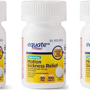 Equate Motion Sickness Dimenhydrinate 50 mg Generic Dramamine 100 Tablets (3 Pack)