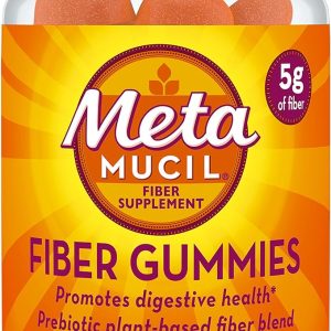 Metamucil Daily Fiber Gummies, Orange Flavored, No Sugar Added, 5g Prebiotic Plant Based Fiber Blend, 72 Count