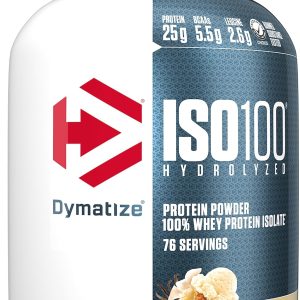 Dymatize ISO 100 Protein Powder with 25g of Hydrolyzed 100% Whey Isolate, Vanilla 5 Pound, Package may vary