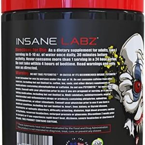 Insane Labz Psychotic, High Stimulant Pre Workout Powder, Extreme Lasting Energy, Focus and Endurance with Beta Alanine, Creatine Monohydrate DMAE, 35 Srvgs