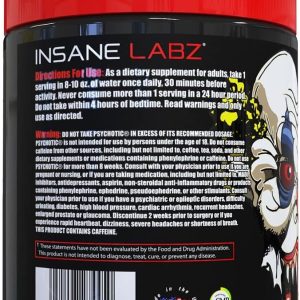 Insane Labz Psychotic, High Stimulant Pre Workout Powder, Extreme Lasting Energy, Focus and Endurance with Beta Alanine, Creatine Monohydrate, DMAE, 60 Srvgs