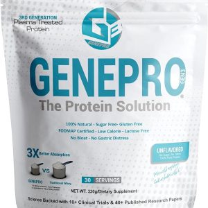 Genepro Unflavored Protein Powder – New Formula – Lactose-Free, Gluten-Free, & Non-GMO Whey Isolate Supplement Shake (3rd Generation, 30 Servings)