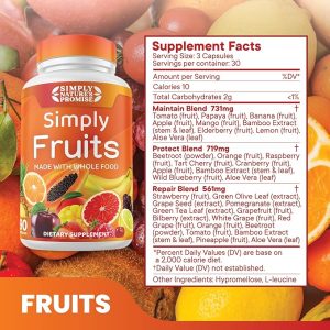 Simply Nature’s Promise – 90 Fruit Capsules – Made with Whole Food Superfoods, Packed with 25 Different Fruits – 100% Soy Free