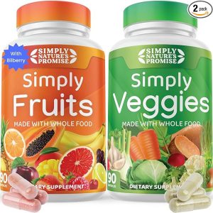 Simply Nature’s Promise – Packed with Over 40 Different Fruits & Vegetables – Made with Whole Food Superfoods – Bilberry Extract – 100% Soy Free – 90 Count (Pack of 2)