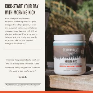 ROUNDHOUSE PROVISION Morning Kick, Greens Powder Supplement with Ashwaganda for Healthy Digestion, Energy Levels, and Overall Wellness, 30 Servings