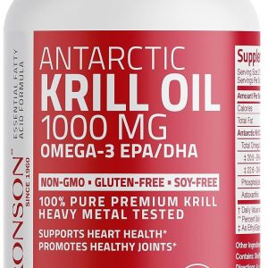 Bronson Antarctic Krill Oil 1000 mg with Omega-3s EPA, DHA, Astaxanthin and Phospholipids 120 Softgels