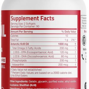 Bronson Antarctic Krill Oil 1000 mg with Omega-3s EPA, DHA, Astaxanthin and Phospholipids 120 Softgels