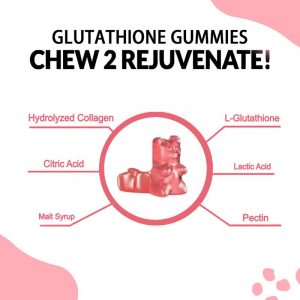 Glutathione Collagen Glow Gummies NATURE GLOW Strawberry 60 Gummies Gift 1 Bag ALOE VERA