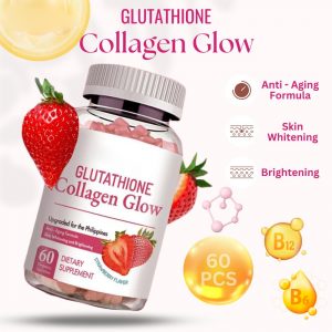 Glutathione Collagen Glow Gummies Strawberry Flavor Anti-Aging Whitening Skin