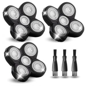 3 Pack Shaver Replacement Blades Compatible with Head Shaver Kit, 5 Blades Shaver Replacement Heads for Head Shavers for Bald Men, Replacement Blades for Head Electric Razor Shaving, 3 Brush