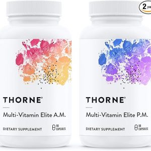 THORNE Multi-Vitamin Elite – Daily Nutritional Supplement – AM Formula Supports Cellular Energy Production and PM Formula Supports Restful Sleep – Gluten-Free, Dairy-Free – 180 Capsules – 30 Servings